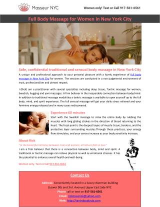 Full Body Massage for Women in New York City