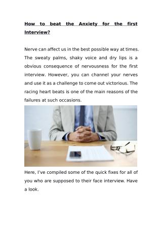 How to beat the Anxiety for the first Interview?