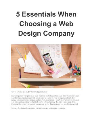5 Essentials When Choosing a Web Design Company