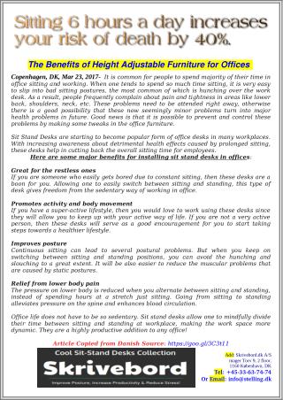 The Benefits of Height Adjustable Furniture for Offices