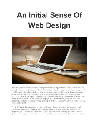 An Initial Sense Of Web Design
