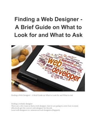 Finding a Web Designer - A Brief Guide on What to Look for and What to Ask