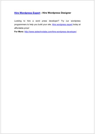 Hire Wordpress Expert - Hire Wordpress Designer