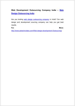 Web Development Outsourcing Company India – Web Design Outsourcing India