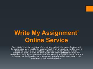 Write My Assignment for Me Online Service