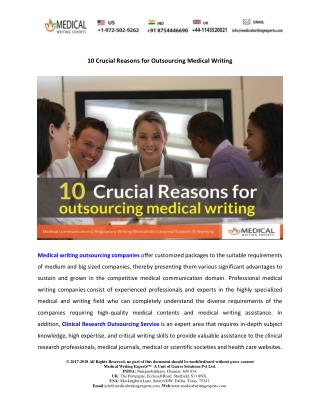 10 Crucial Reasons for Outsourcing Medical Writing