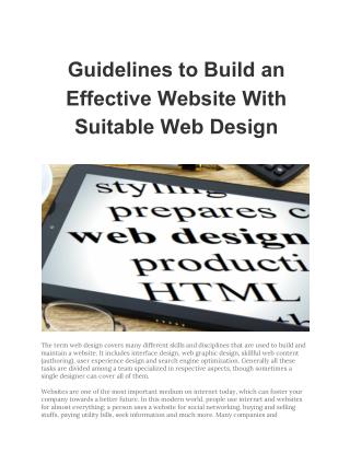 Guide lines to Build an Effective Website With Suitable Web Design