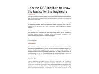 Join the DBA institute to know the basics for the beginners