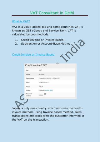 Contact with Expert Level VAT Consultant In Delhi