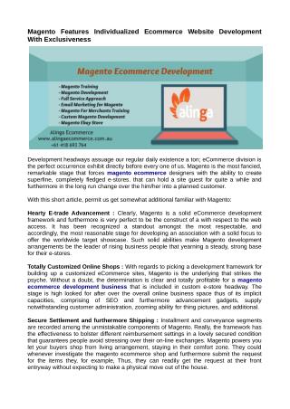 Magento is a Solid Ecommerce Development Framework