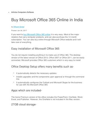 Buy Microsoft Office 365 Online in India