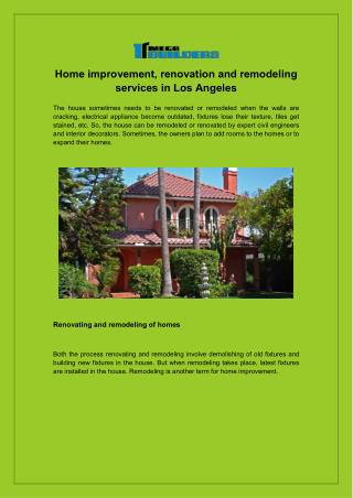 Home improvement, renovation and remodeling services in Los Angeles