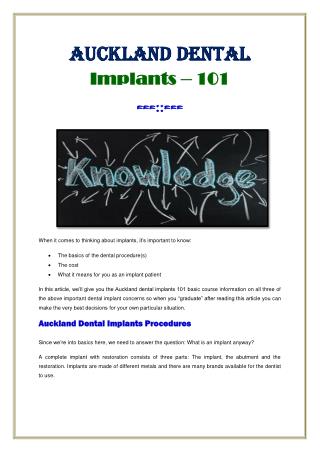 Auckland Dental Implants 101