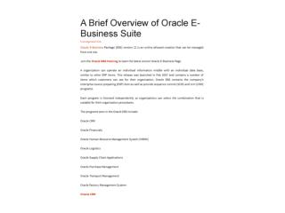 A Brief Overview of Oracle E-Business Suite