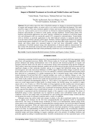 Impact of Biofield Treatment on Growth and Yield of Lettuce and Tomato