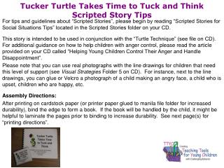 Tucker Turtle Takes Time to Tuck and Think Scripted Story Tips