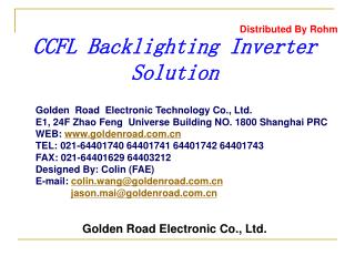 CCFL Backlighting Inverter Solution