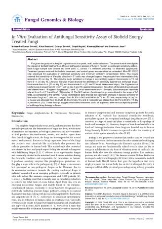 In Vitro Evaluation of Antifungal Sensitivity Assay of Biofield Energy Treated Fungi