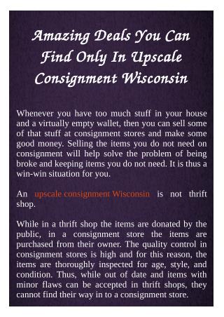Upscale Consignment Wisconsin