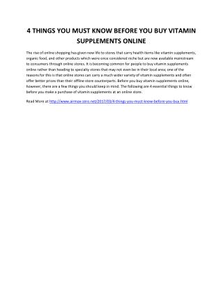 4 THINGS YOU MUST KNOW BEFORE YOU BUY VITAMIN SUPPLEMENTS ONLINE