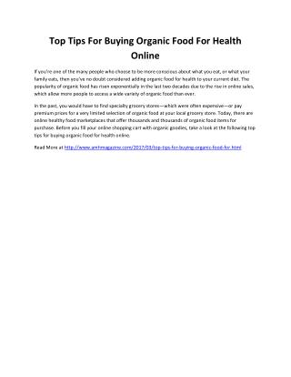 Top Tips For Buying Organic Food For Health Online