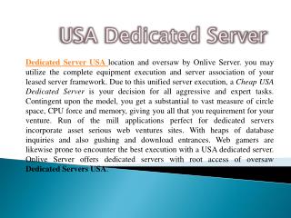 USA Dedicated Server - Onlive Server Technology LLP