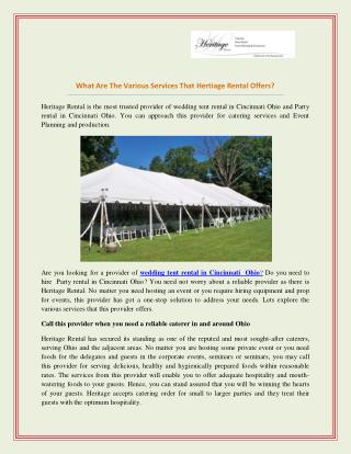 Tent Rental For Party & Wedding in Cincinnati Ohio - Heritage Event