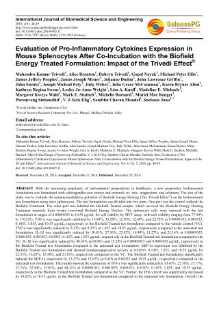 Evaluation of Pro-Inflammatory Cytokines Expression in Mouse Splenocytes After Co-Incubation with the Biofield Energy Tr