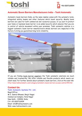 Automatic Boom Barriers Manufacturers India – Toshi Automatic