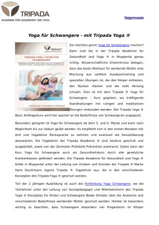 Yoga für Schwangere - mit Tripada Yoga ®