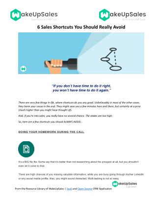 6 Sales Shortcuts You Should Really Avoid