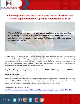 Field-Programmable Gate Array Market Impact of Drivers and Market Segmentation by Types and Applications to 2021