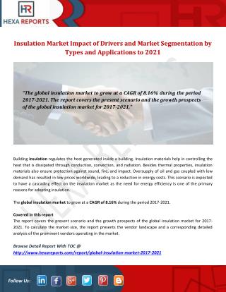 Insulation Market Impact of Drivers and Market Segmentation by Types and Applications to 2021