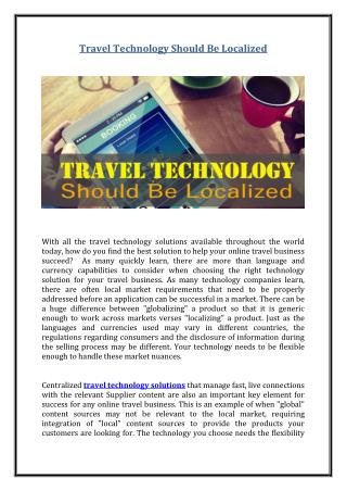 Travel Technology Should Be Localized