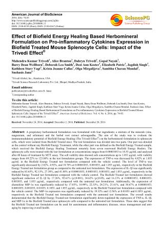 Effect of Biofield Energy Healing Based Herbomineral Formulation on Pro-inflammatory Cytokines Expression in Biofield Tr