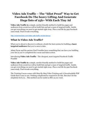 Video Ads Traffic Review & GIANT Bonus