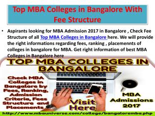 Top MBA Colleges in Bangalore With Fee Structure