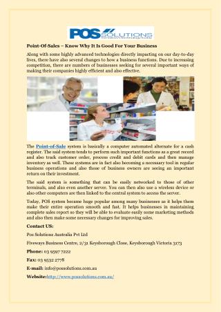 Point-Of-Sales – Know Why It Is Good For Your Business