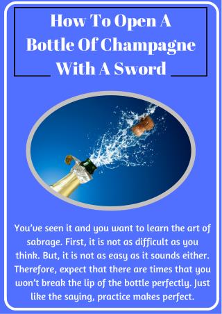 Open the Champagne Bottle with a Sword