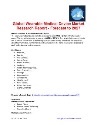 Global Wearable Medical Device Market Research Report - Forecast to 2027
