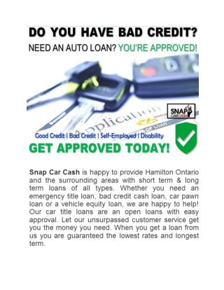 Bad credit Car loans Hamilton