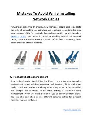 Mistakes To Avoid While Installing Network Cables