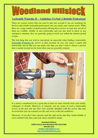 Locksmith Winnetka IL – Guidelines To Find A Reliable Professional