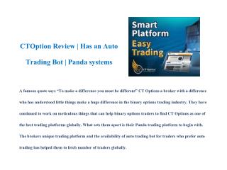 CTOption Review | Has an Auto Trading Bot | Panda systems