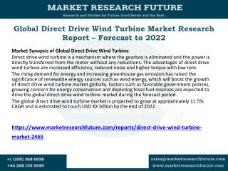 Global Direct Drive Wind Turbine Market Research Report – Forecast to 2022