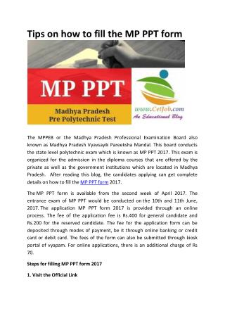 Tips on how to fill the MP PPT form