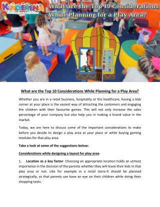 What are the Top 10 Considerations While Planning for a Play Area?