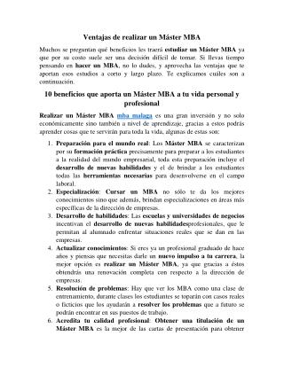 Masters MBA Malaga