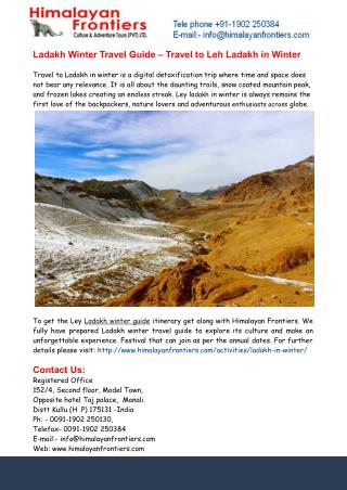 Ladakh Winter Travel Guide-Travel to Leh Ladakh in Winter