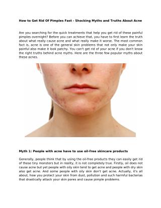 How to Get Rid Of Pimples Fast - Shocking Myths and Truths About Acne